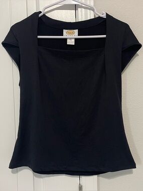 Talbots Black Square-Neck Cap Sleeve Top